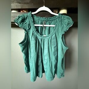Anthropologie ruffle shoulder swing tank top
